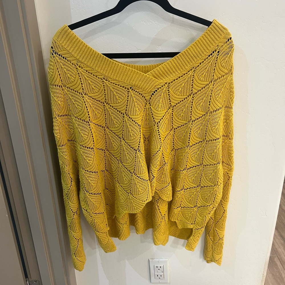 Daytrip Yellow Off-the-Shoulder Sweater